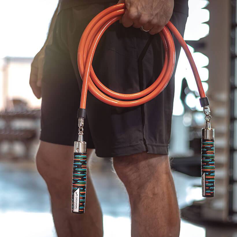 1 1/2 LB Heavy Rope* Man holding 1 1/2 LB Heavy Rope with Heavy LE Handles