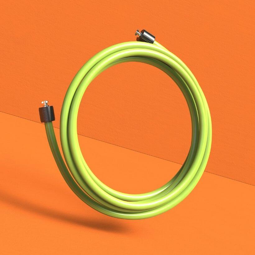 1 1/2 LB Speed Pro Rope A coiled view of the 1 1/2 LB Speed Pro LE rope on an orange background