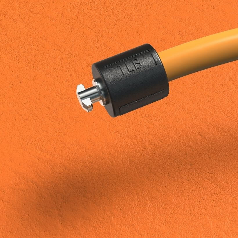 1 LB Speed Pro Rope Close up of the 1 LB Speed Pro LE rope connector