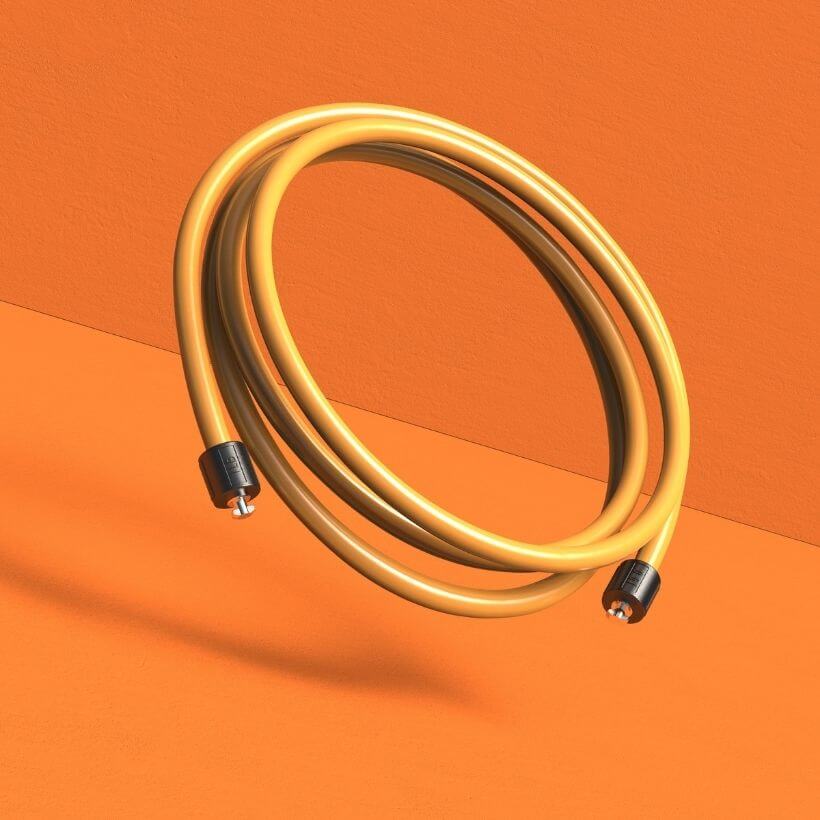 1 LB Speed Pro Rope A coiled view of the orange 1 LB Speed Pro LE rope on an orange background