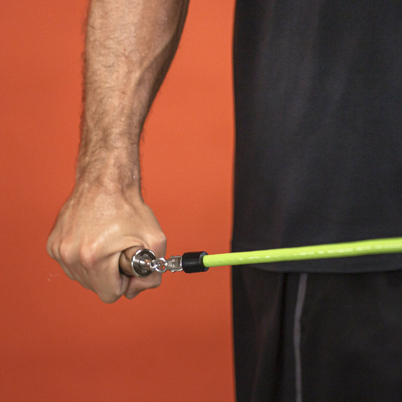 1 1/2 LB Speed Pro Rope A close up view of a 1 1/2 LB jump rope being used