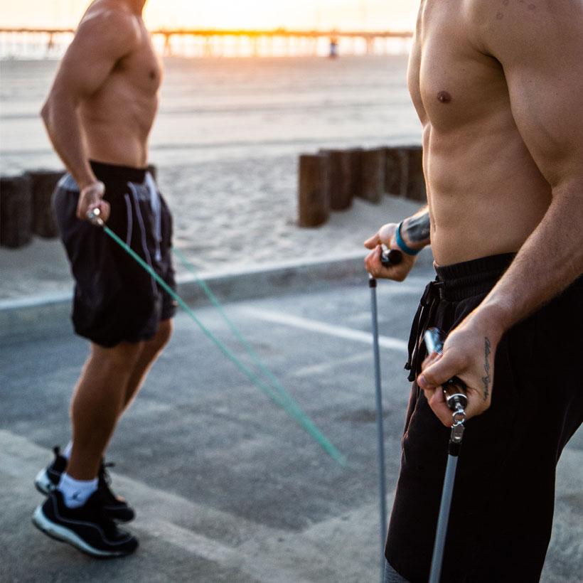 JRD IV Get Fit Bundle The Jump Rope Dudes using the JRD IV Slim Handles with 1/4 LB Jump Rope and JRD IV Power Handles with 1 LB Heavy Rope